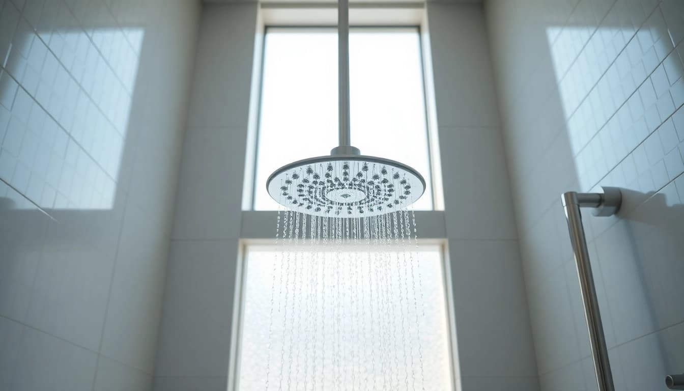 Experience elegant showers with a luxurious rainfall feature in a modern bathroom setting.