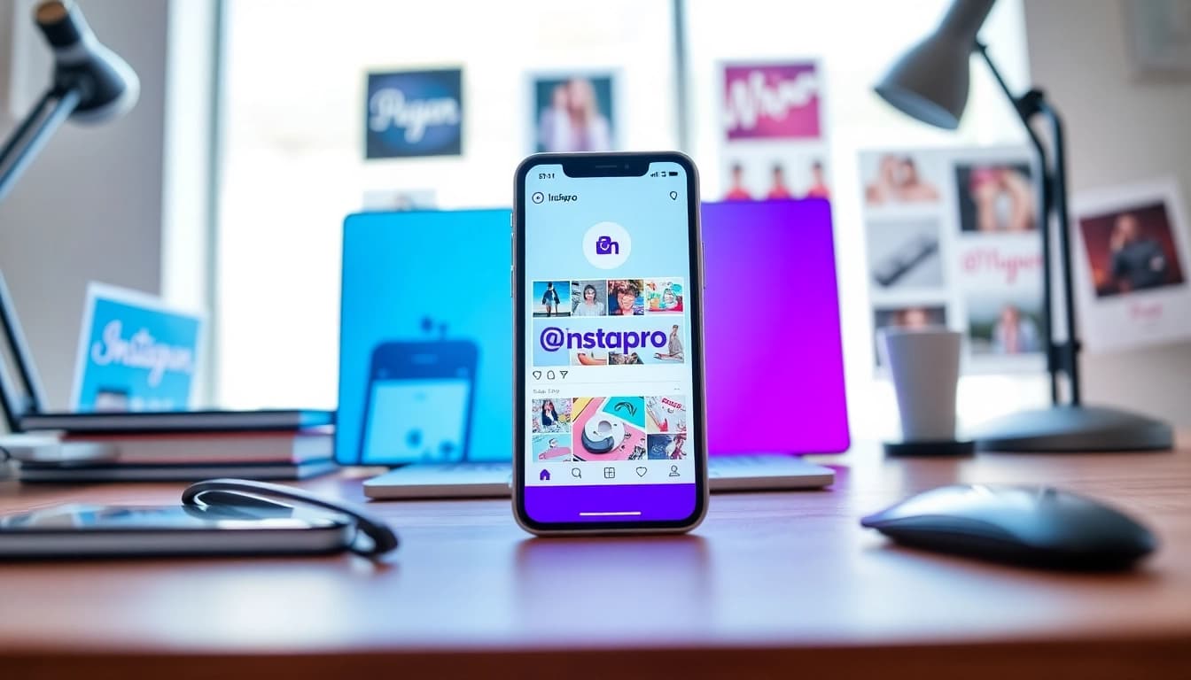instapro app displayed on a smartphone, showcasing modern Instagram features