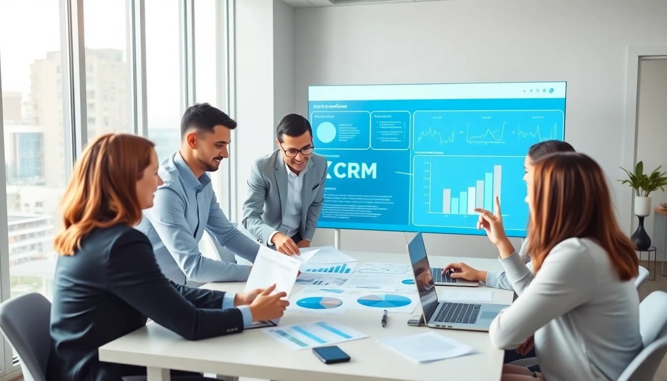 Explore hubspot crm free with a professional team using productive digital tools in a collaborative workspace.