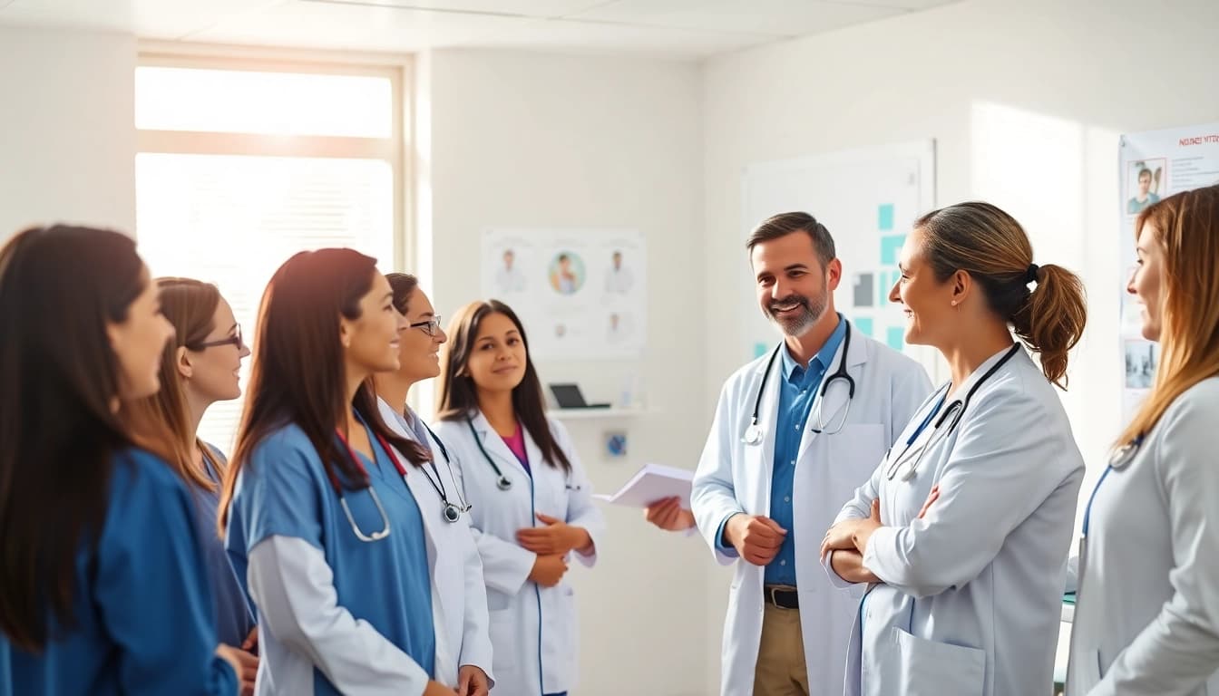 Engaging scene of healthcare professionals collaborating for improved health outcomes.