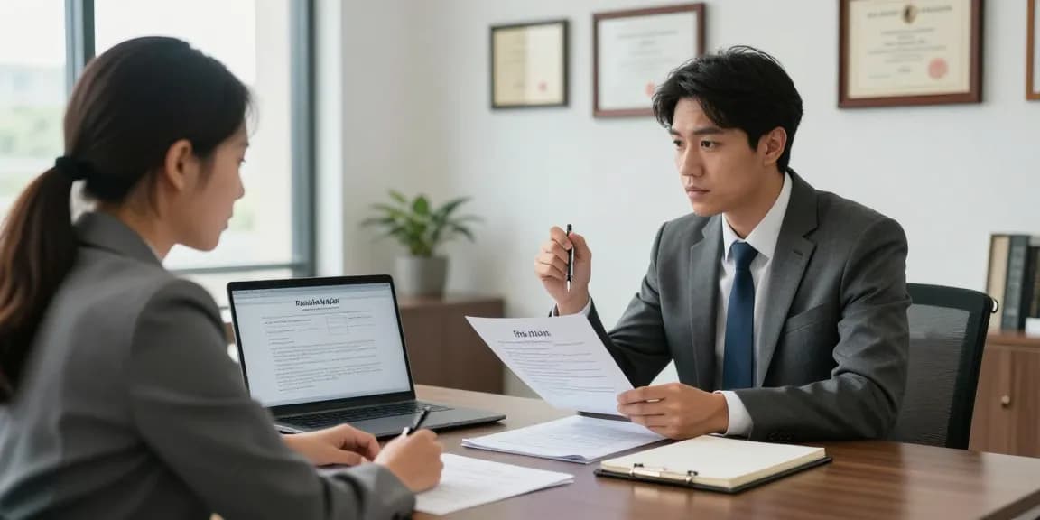 개인회생 상담 중인 변호사와 고객의 진지한 대화 모습