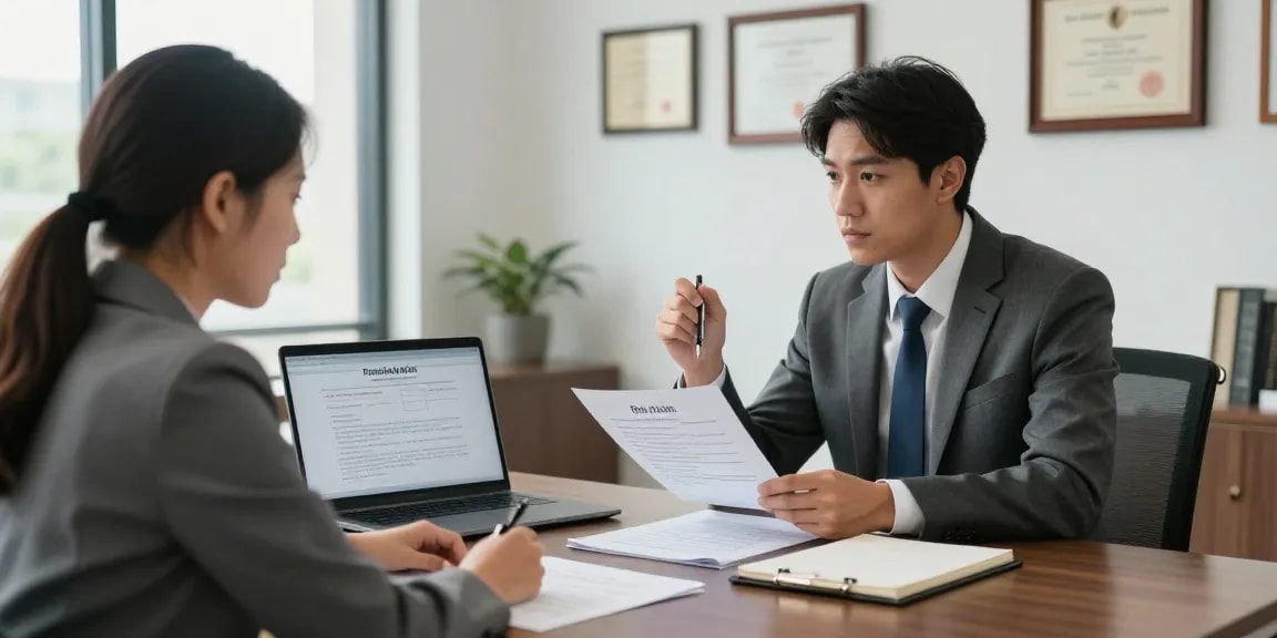 개인회생 상담 중인 변호사와 고객의 진지한 대화 모습