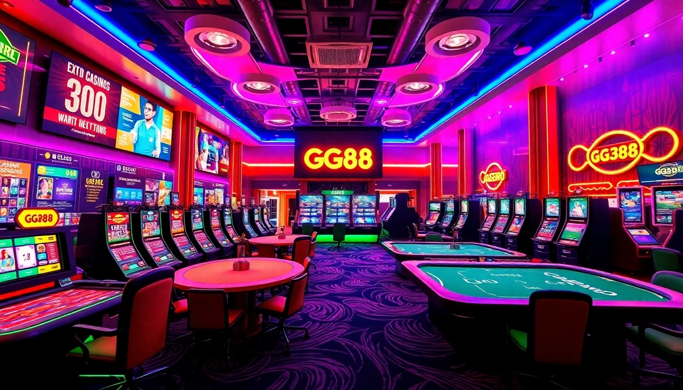 Exciting GG88 COM online casino interface featuring vibrant games and promotions