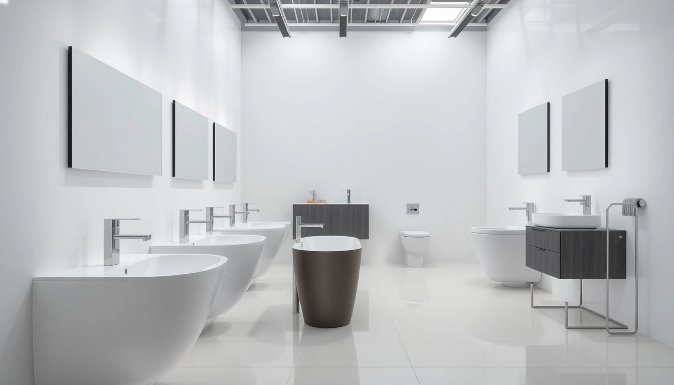 Präsentation der sonni sanitär Produkte mit innovativem Design in modernem Badezimmer.