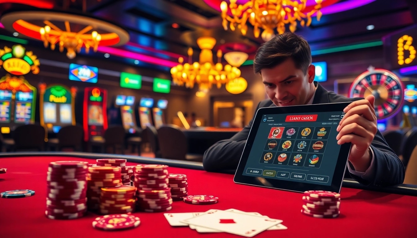 Experience high-stakes excitement at https://gg88.biz/ with vibrant casino visuals showcasing poker chips and gaming tables.