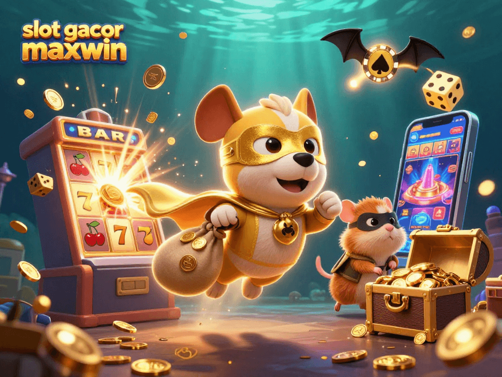 Experience the thrill of slot gacor maxwin with a superhero dog and hamster in action.