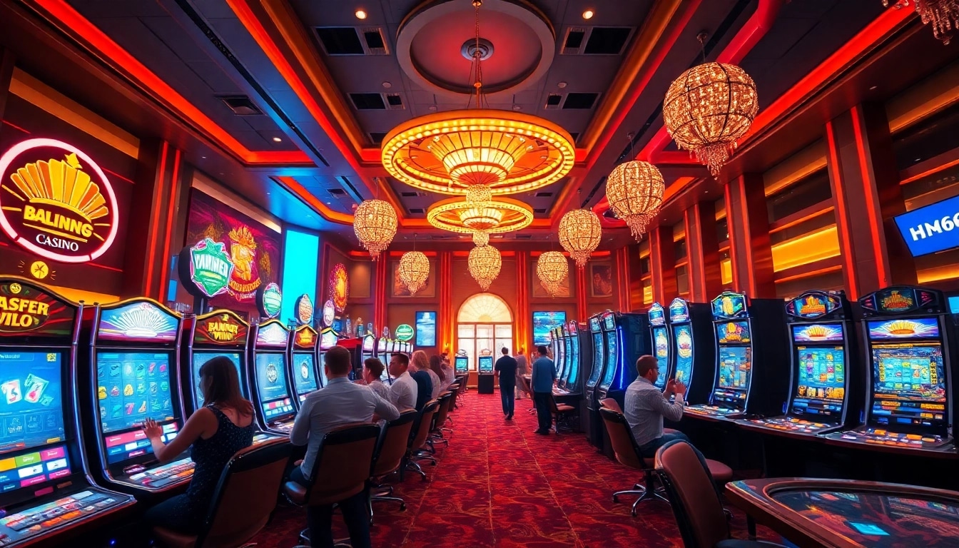 Players enjoying the excitement of HH666 online casino games in a vibrant atmosphere.