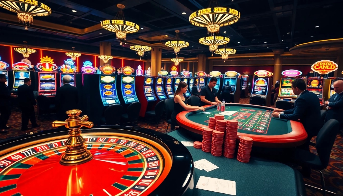 S8OK COM features an exciting casino atmosphere with a roulette wheel and players engaged in blackjack.