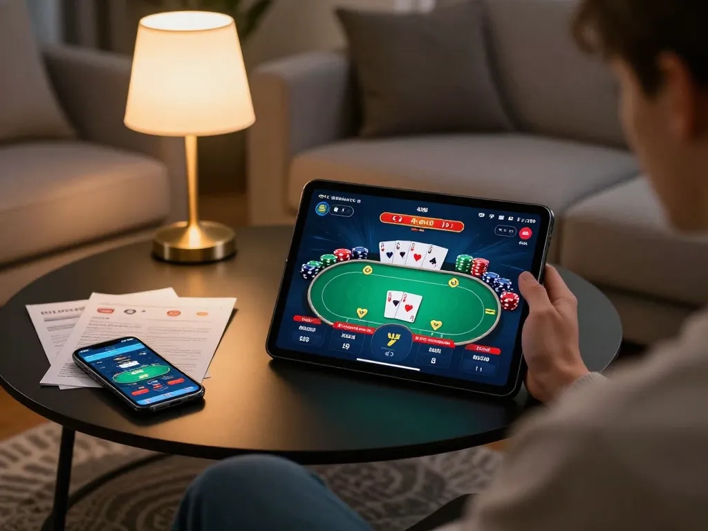 Engaging online gambling moment at home with uu88 vom casino app on tablet