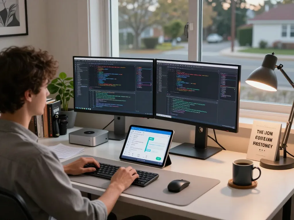 Engaging workspace with Moltbot AI on Mac, showcasing coding and productivity.