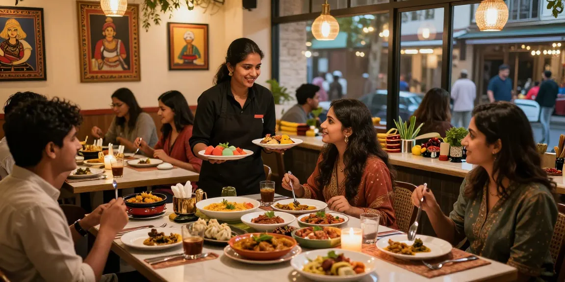 rokok88 dining experience showcasing delicious South Asian cuisine in a lively restaurant atmosphere