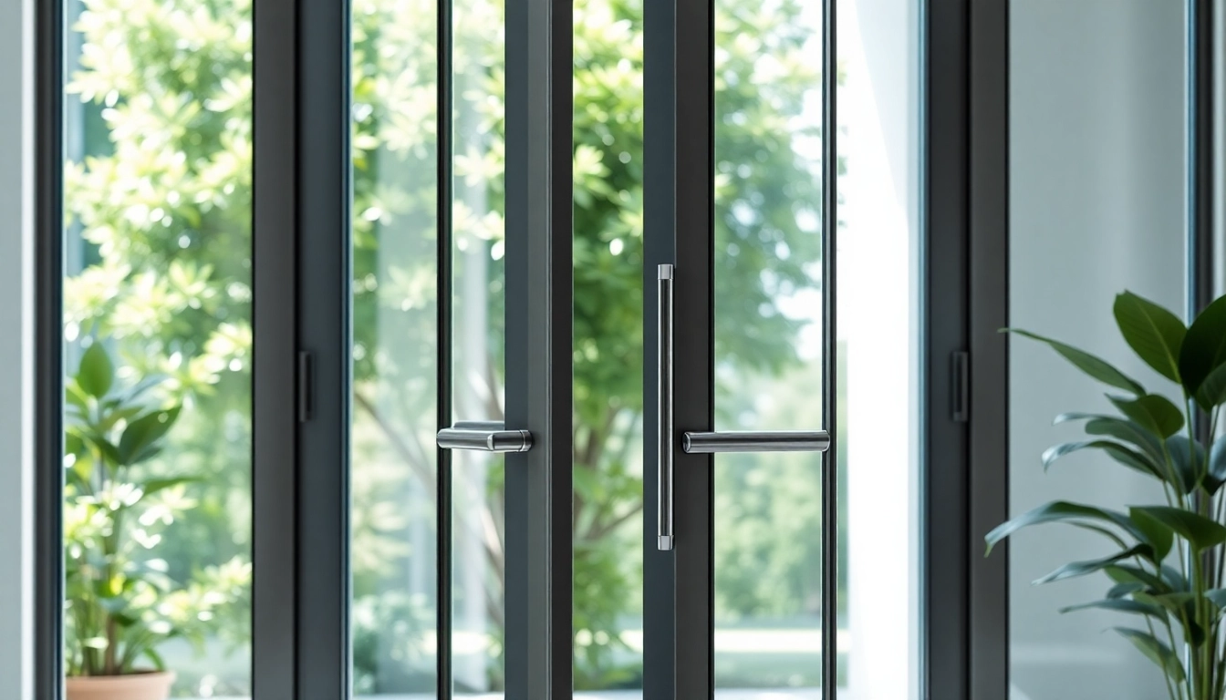 Admire the stylish single leaf double swing door with sleek glass panels that enhance modern entryways.
