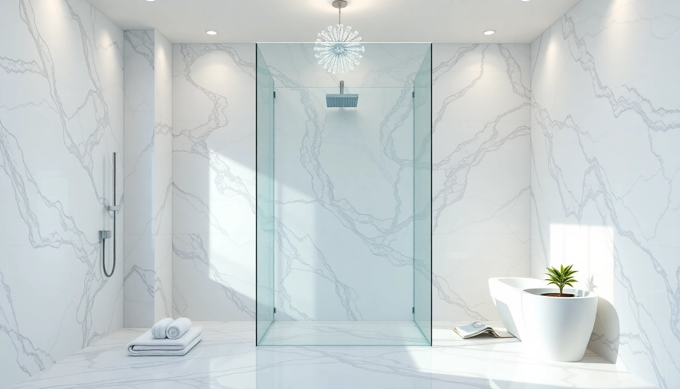 Experience elegant showers in a serene bathroom with luxurious features and soothing ambiance.