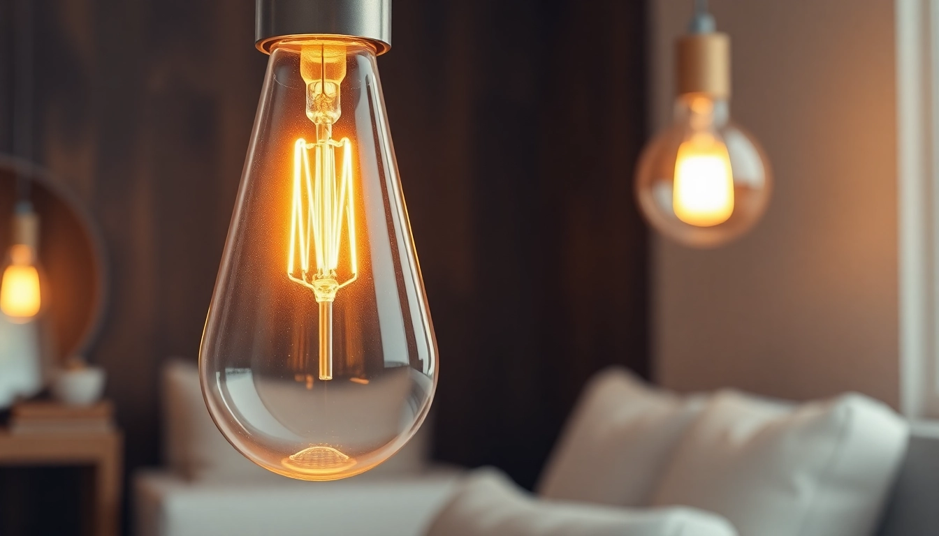 Bright g16 bulb illuminating a modern lamp in a cozy indoor setting.