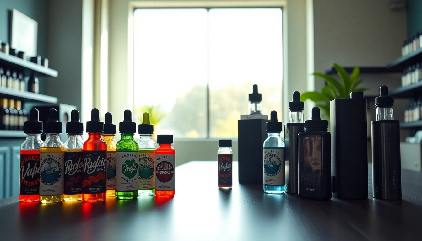 Showcasing a variety of products at Vape Juice Depot, highlighting vibrant vape juice bottles and hardware.