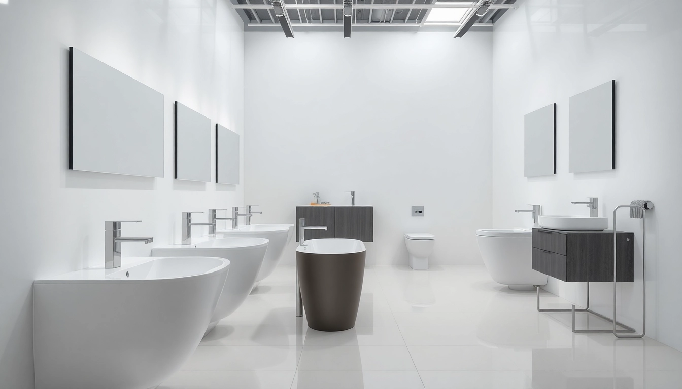 Präsentation der sonni sanitär Produkte mit innovativem Design in modernem Badezimmer.