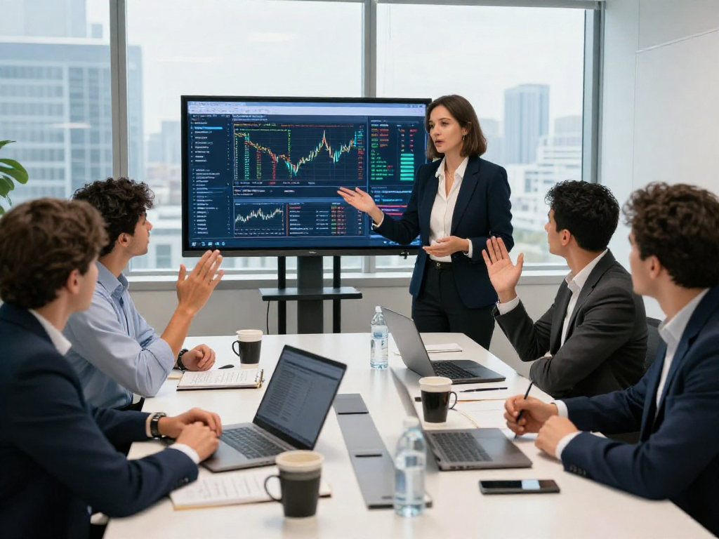 Bardya Ziaian ABC Capital team strategy meeting in a modern office, showcasing collaborative investment planning.