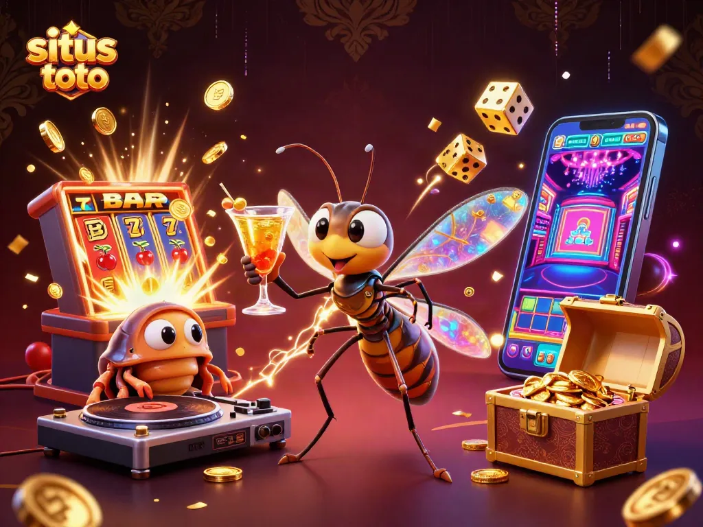 Spark excitement and immerse in situs toto with a vibrant 3D casino scene featuring unique characters and game elements.
