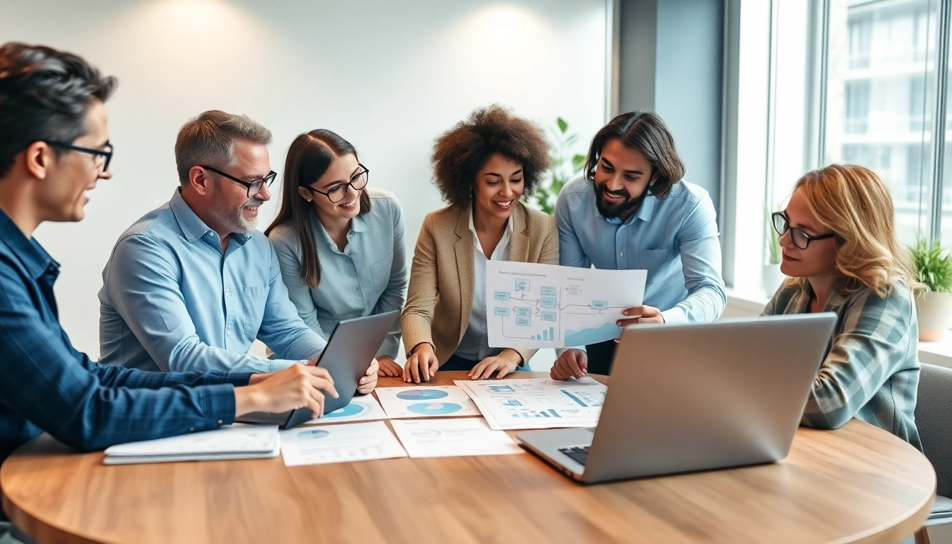 Engaging professional team discussing as AI integration service provider in the office setting.