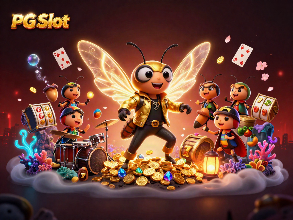 สนุกกับ PG Slot ในภาพ 3D ที่แสดงถึงความตื่นเต้นของสล็อตพร้อมหลากหลายสัญลักษณ์
