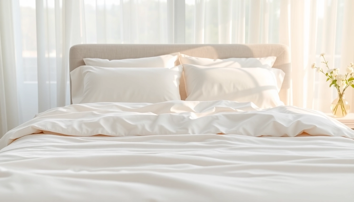 Geniet van een bed met luxe percale katoen dat stijl en comfort biedt.