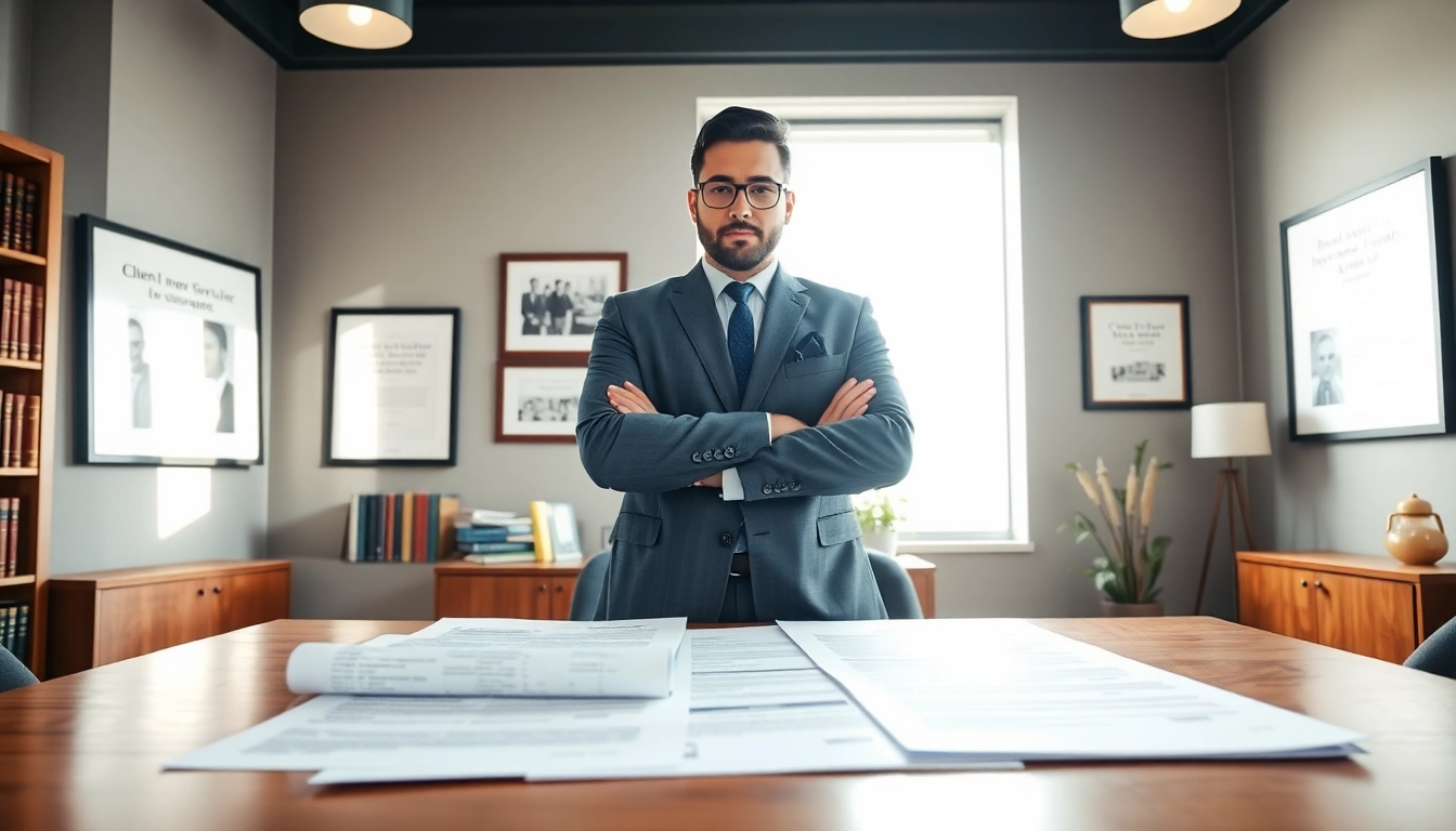 Public Adjuster Near Me providing assistance with claim documents in a professional office.