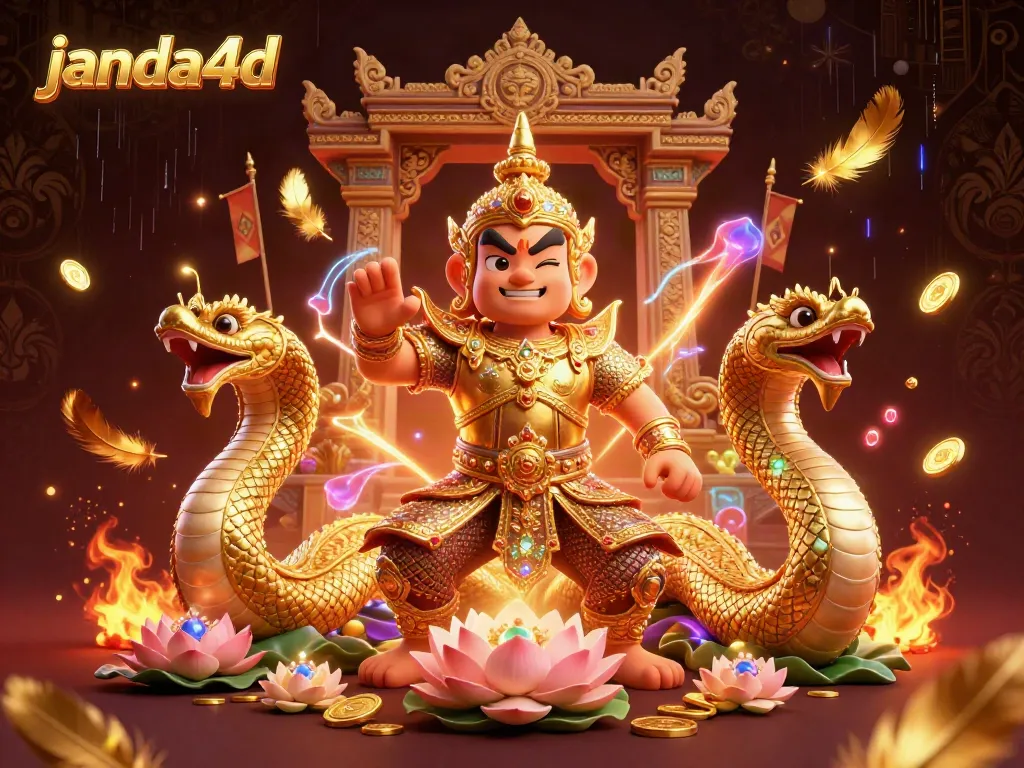 Rasakan keseruan bertaruh di janda4d dengan karakter penjaga kuil dan naga yang megah.