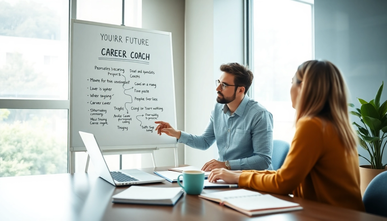 Find my true calling with a career coach guiding a client in a serene office setting.
