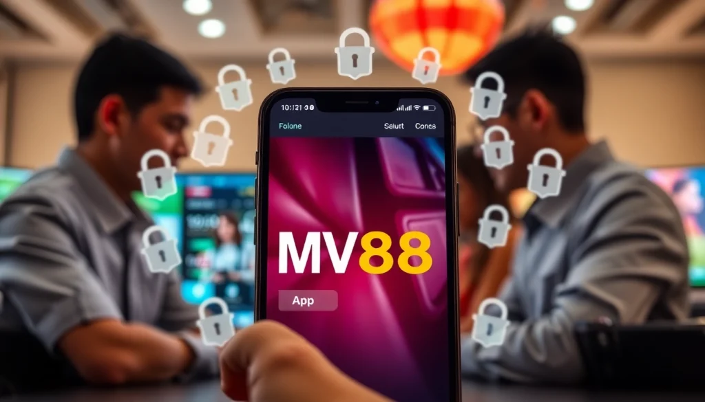 MV88 platform on a smartphone showcasing secure online gaming experience.