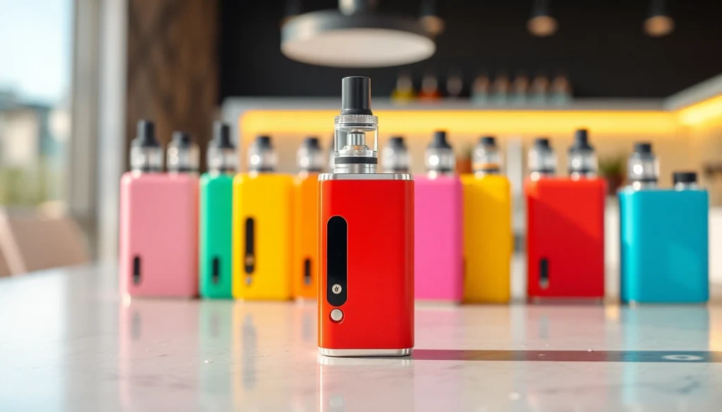 Entdecken Sie die farbenfrohe Elf Bar Elfa, die elegant auf einem Tisch präsentiert wird.