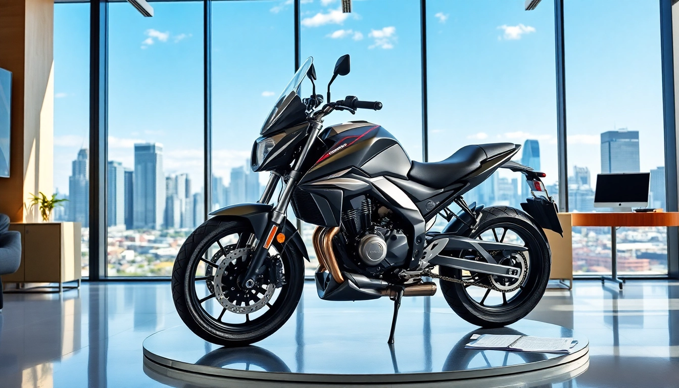 Motorrad bewerten kostenlos in einer modernen Büroumgebung mit einem wertvollen Motorrad im Fokus.