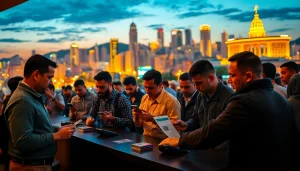 Discover the best sports betting sites for Brazil, featuring diverse bettors placing wagers in a Brazilian cityscape.