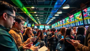 Discover the best sports betting sites Mexico, showcasing vibrant bettors in an engaging environment.