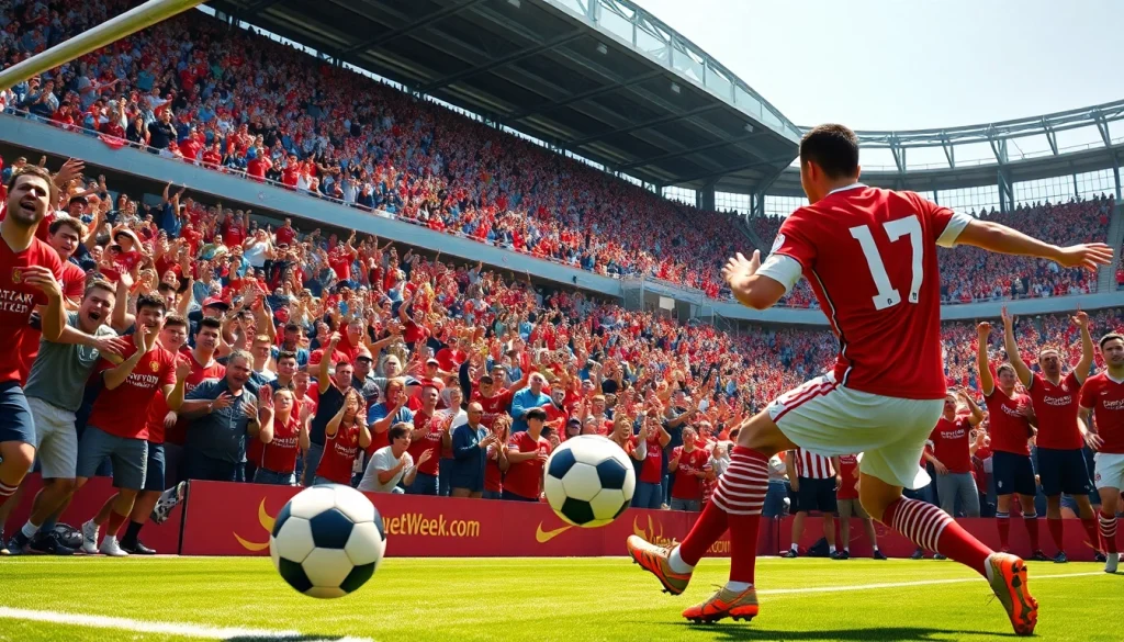 해외축구중계의 순간을 포착한 선수의 페널티 킥 장면