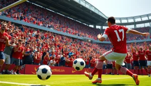 해외축구중계의 순간을 포착한 선수의 페널티 킥 장면