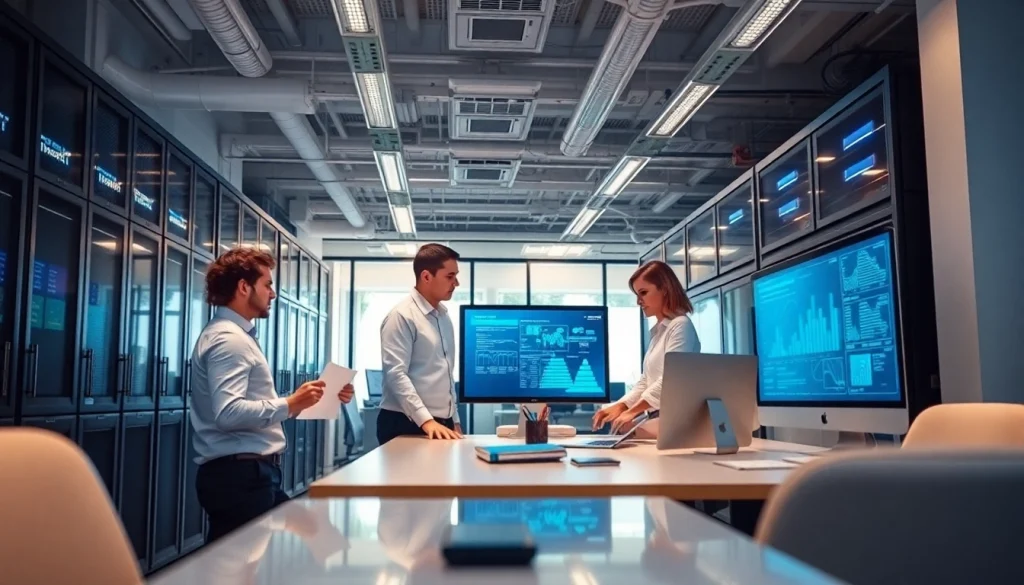 IT Infrastructure Management Tampa in a modern office with experts collaborating on technology solutions.