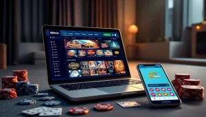 Eye-level view of 888new's modern online betting interface with vibrant gaming graphics and engaging props.