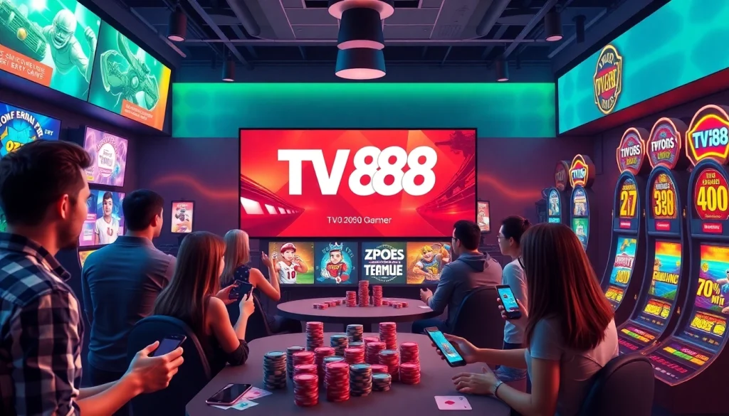 Exciting gaming experience at TV88 with diverse players enjoying traditional and modern games.