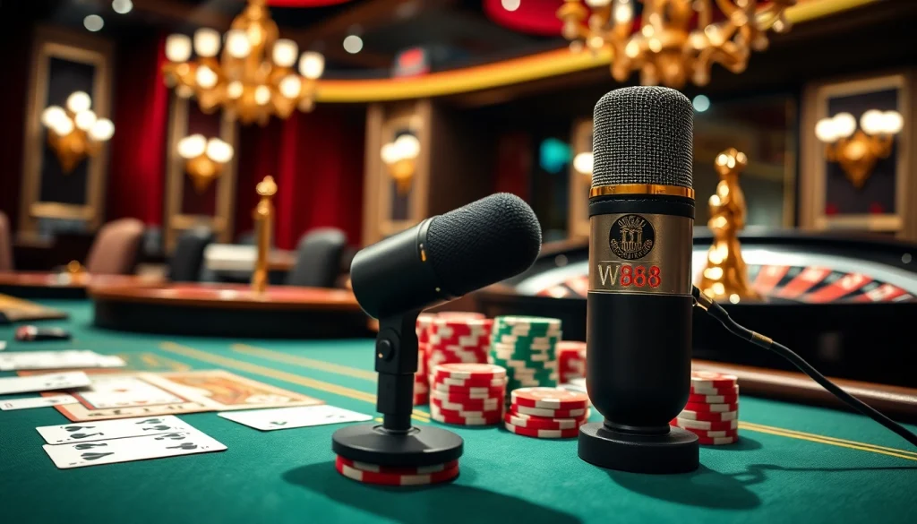 Experience thrilling poker action at an upscale table with MV88 microphone enhancing audio quality.
