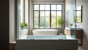 Admire la paroi de douche à l'italienne mettant en valeur un design élégant en verre dans une salle de bain moderne.
