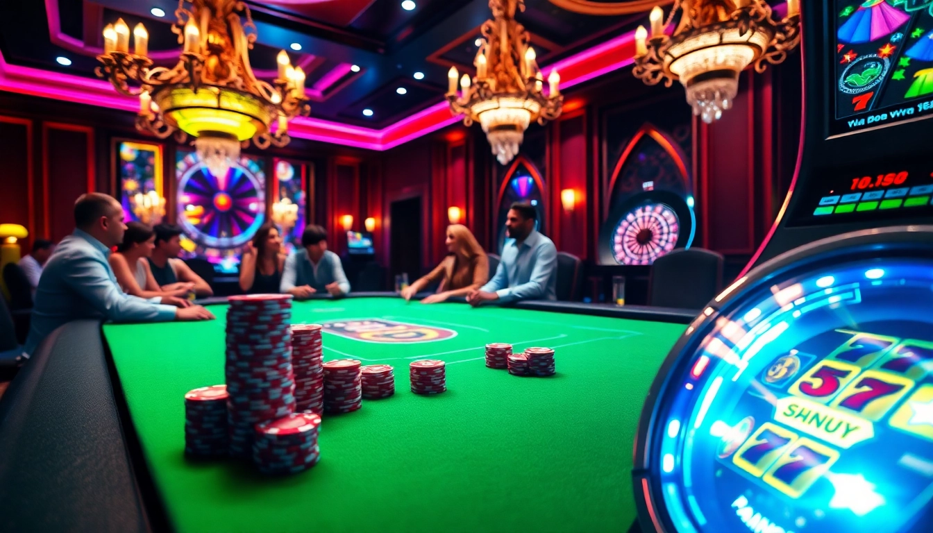 Players experience excitement at a poker table in a luxury casino setting, embodying 789win13 thrills.