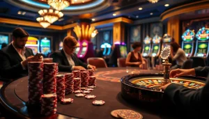 Experience excitement as players log in to their accounts at a luxurious casino table.