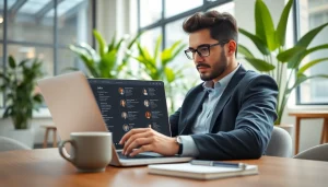 Engaging job search process depicted with a laptop showcasing job listings.