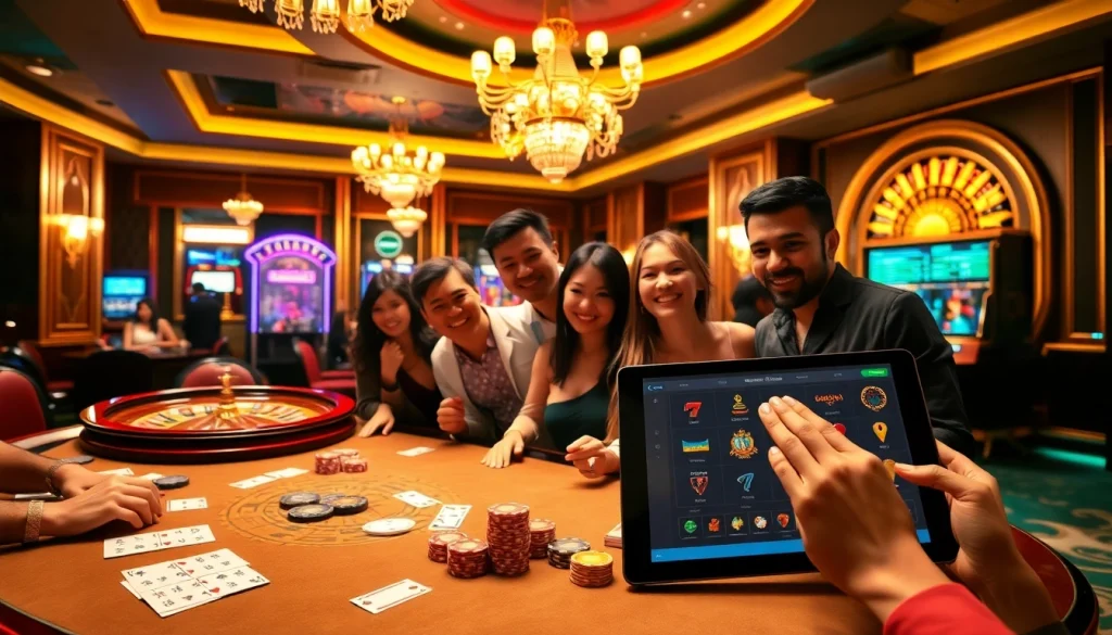 Experience the excitement of gambling at trang chủ gg88 with a vibrant casino scene featuring poker, roulette, and slots.