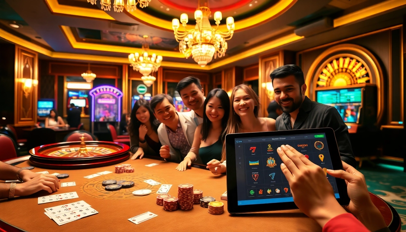 Experience the excitement of gambling at trang chủ gg88 with a vibrant casino scene featuring poker, roulette, and slots.