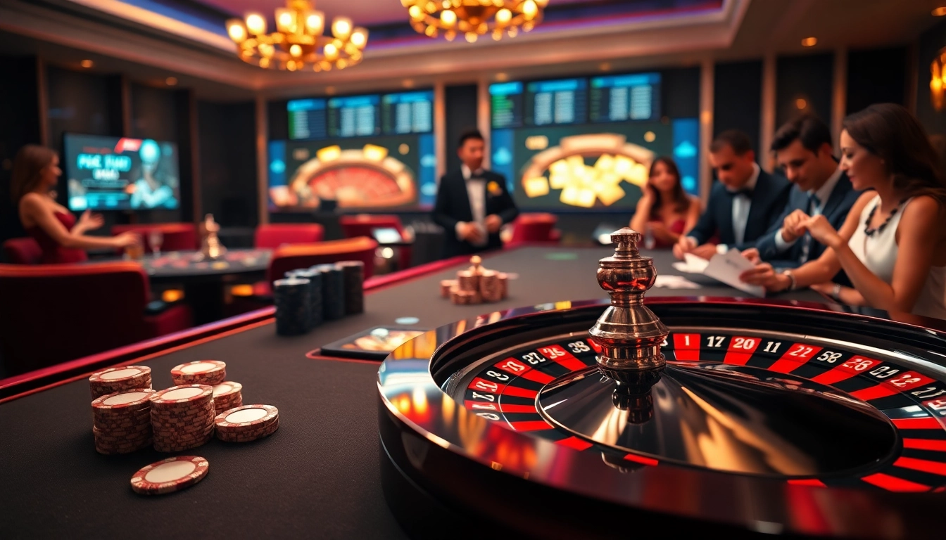 Experience thrilling gameplay at https://rr88c.org/, with vibrant roulette tables and poker players in action.