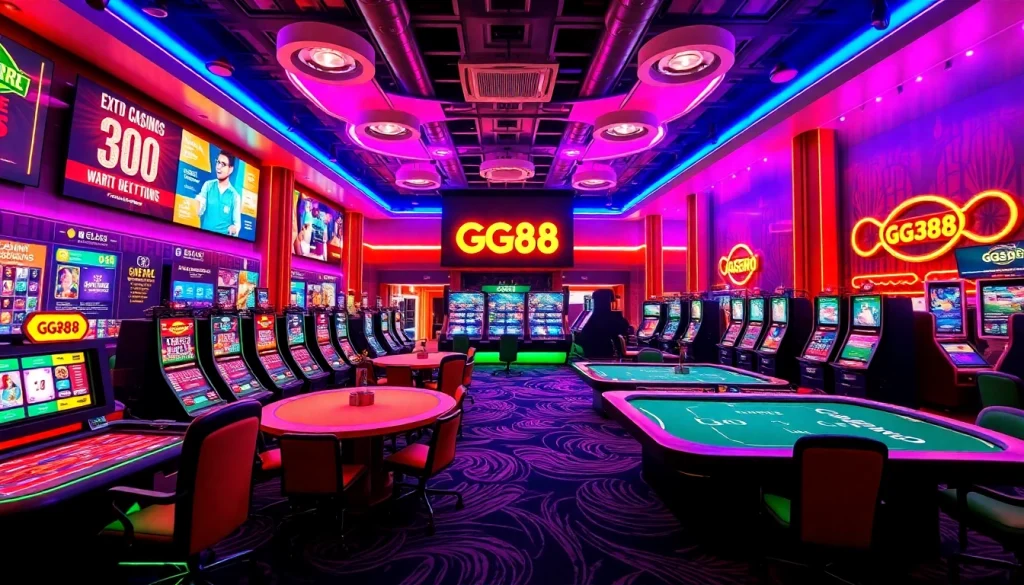 Exciting GG88 COM online casino interface featuring vibrant games and promotions