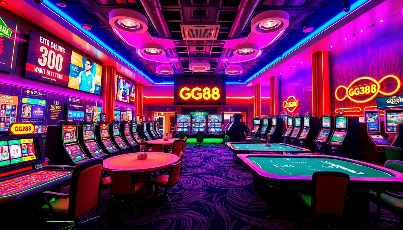 Exciting GG88 COM online casino interface featuring vibrant games and promotions