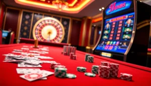 Experience thrilling games at https://jun88ld.com/ with vibrant casino tables and slot machines.