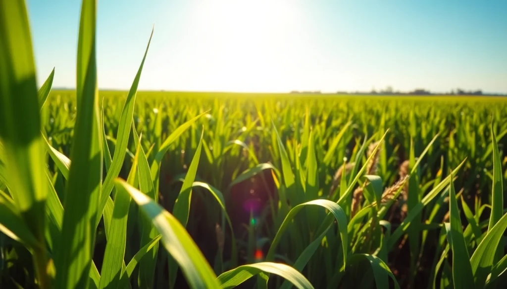 Jute planten groeien in een zonovergoten veld met prachtig groene bladeren.